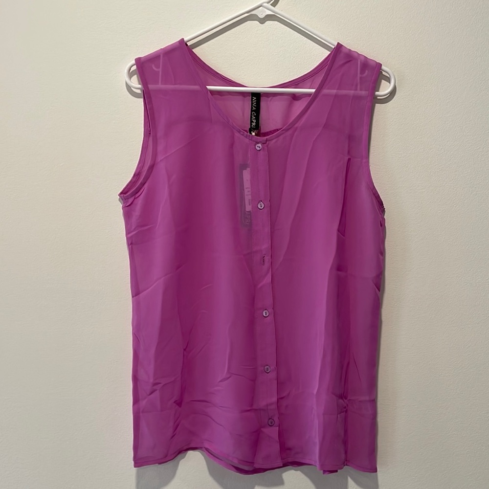 NWT Nina Capri Sheer Sleeveless Blouse